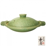 日本長谷園伊賀燒 綠釉淺型調理鍋